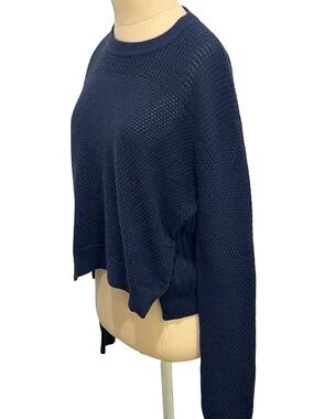 Proenza Schouler Silk Cashmere Sweater Womens SMALL Navy Textured Knit Crewneck